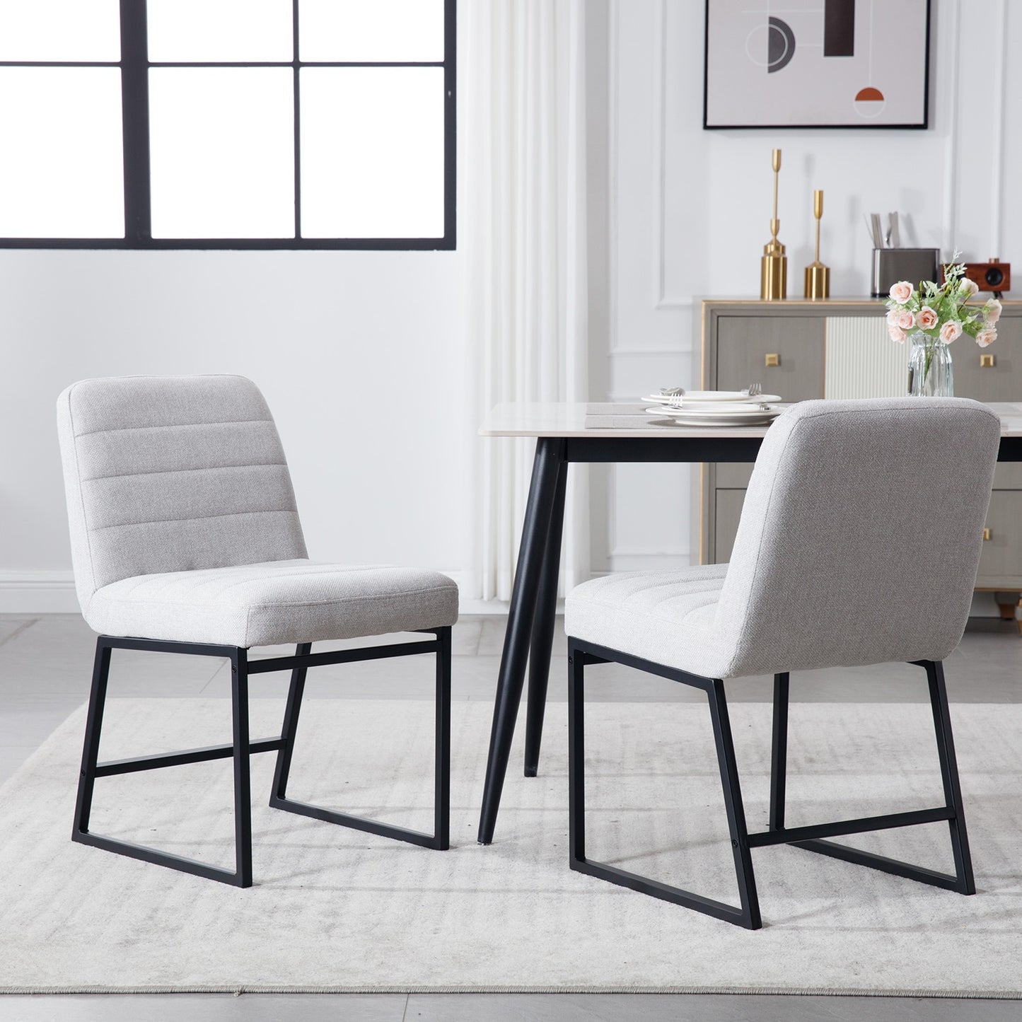 1st Choice Elevate Your Dining Room with Our Elegant Beige Linen Chair