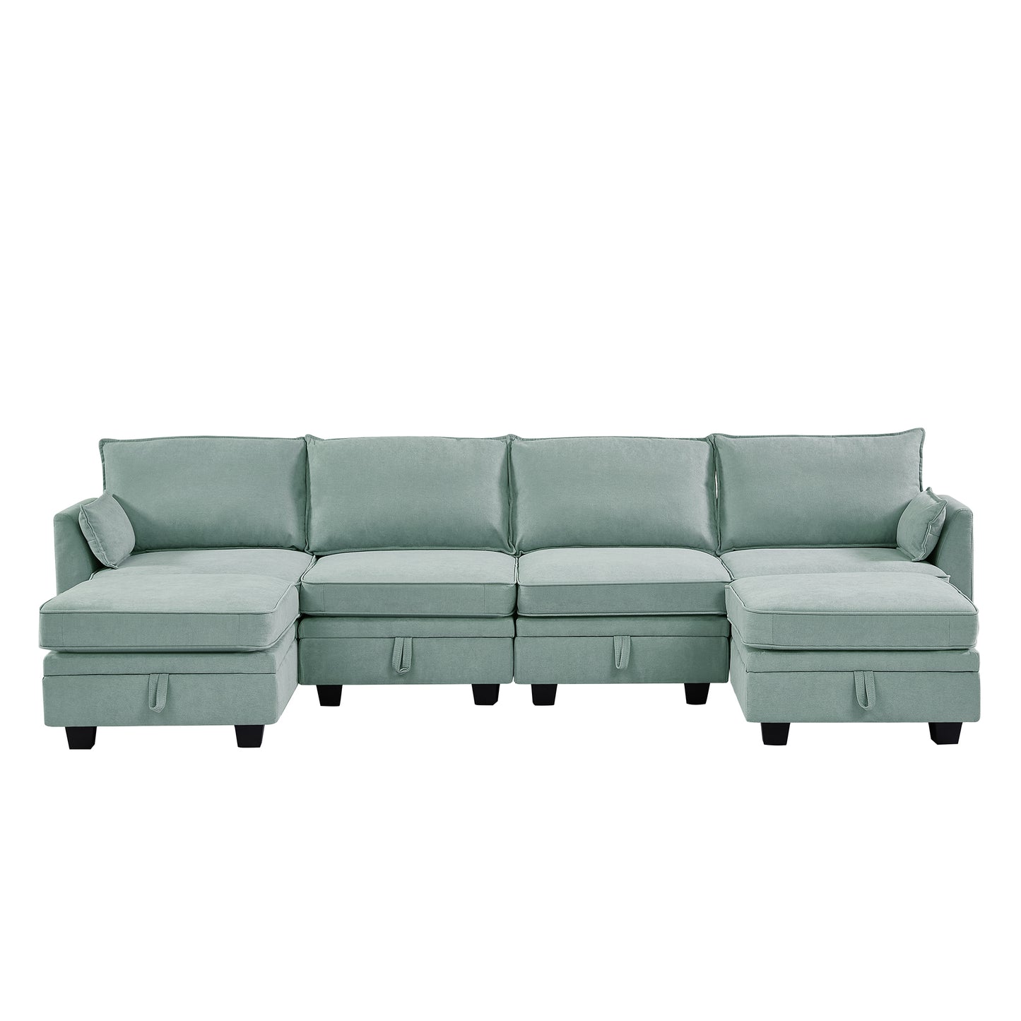 1st Choice Luxury Modern Large U-Shape Sectional Sofa in Light Green