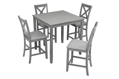 1st Choice 5 Piece Dining Wooden Square Table Set for 4 in Gray Finish