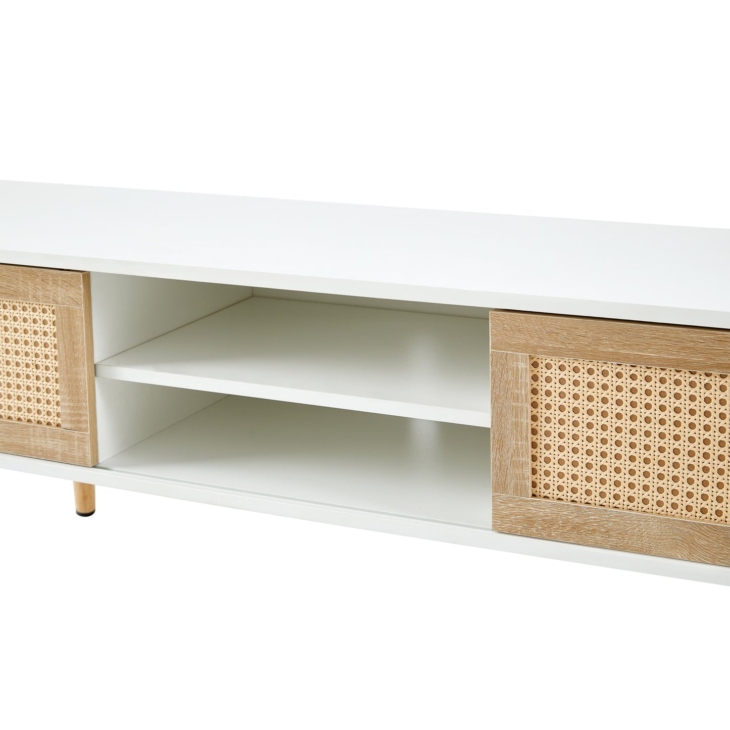 1st Choice 55.12" Rattan TV cabinet with Double Sliding Doors Storage