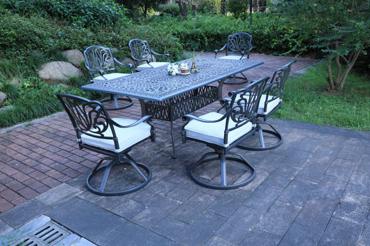 Rectangular 6 - Person 84.25' Long Aluminum Dining Set with Cushions
