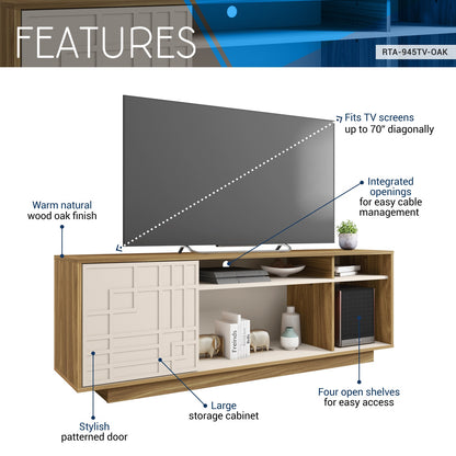 1st Choice Elegant Oak TV Stand for 70" TVs - Modern & Stylish