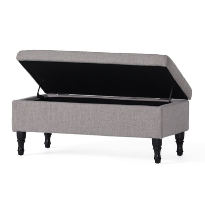 Dean Fabric Storage Wide Tufted Rectangle  Ottoman,