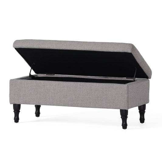 Dean Fabric Storage Wide Tufted Rectangle  Ottoman,