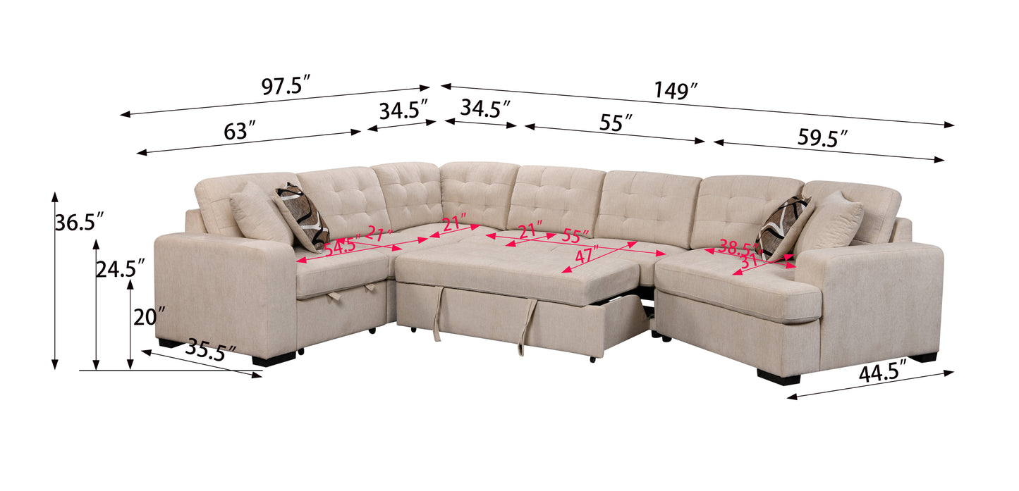 1st Choice Oversized Modern Large Upholstered U-Shape Sectional Sofa