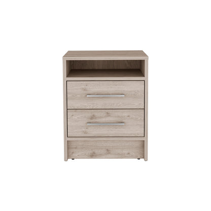 1st Choice Modern Two Drawers Bedroom Nightstand in Light Gray Finish