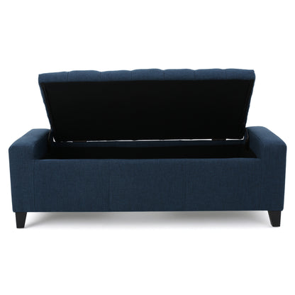 1st Choice Modern Durable Fabric Navy Blue Storage Tufted Top Ottoman