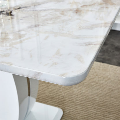 1st Choice Sleek White Marble-Effect Table