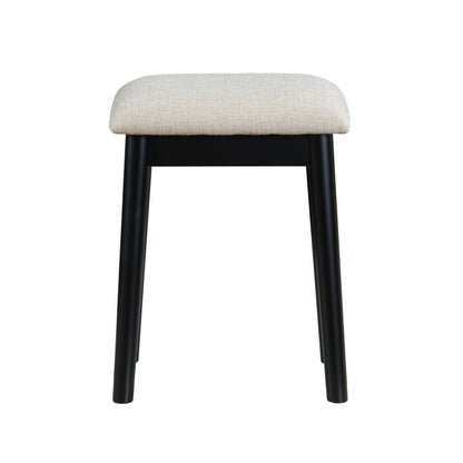 Beautiful Black Finish Vanity Dresser with Mirror and Stool Set Storage Drawers Luxury Furniture 1pc LED Mirror - 1st Choice Furniture Direct