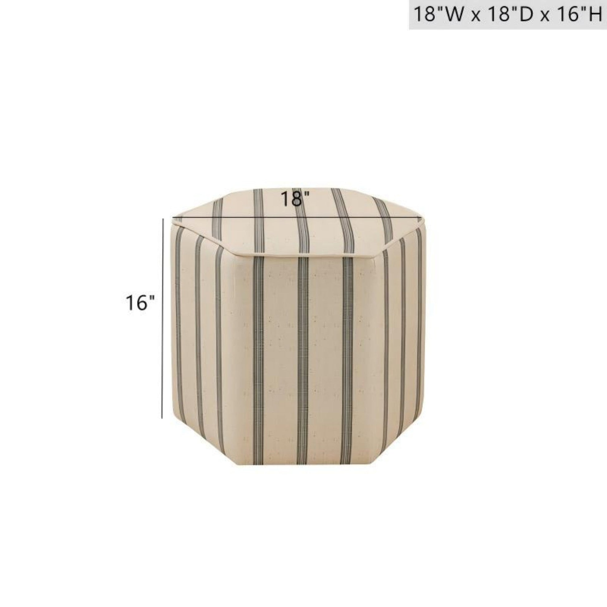 Bedford Ellen Accent Ottoman Natural Printed Stripe Fabric Solid Wood 18x18x16 - 1st Choice Furniture Direct