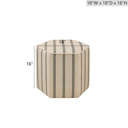 Bedford Ellen Accent Ottoman Natural Printed Stripe Fabric Solid Wood 18x18x16 - 1st Choice Furniture Direct
