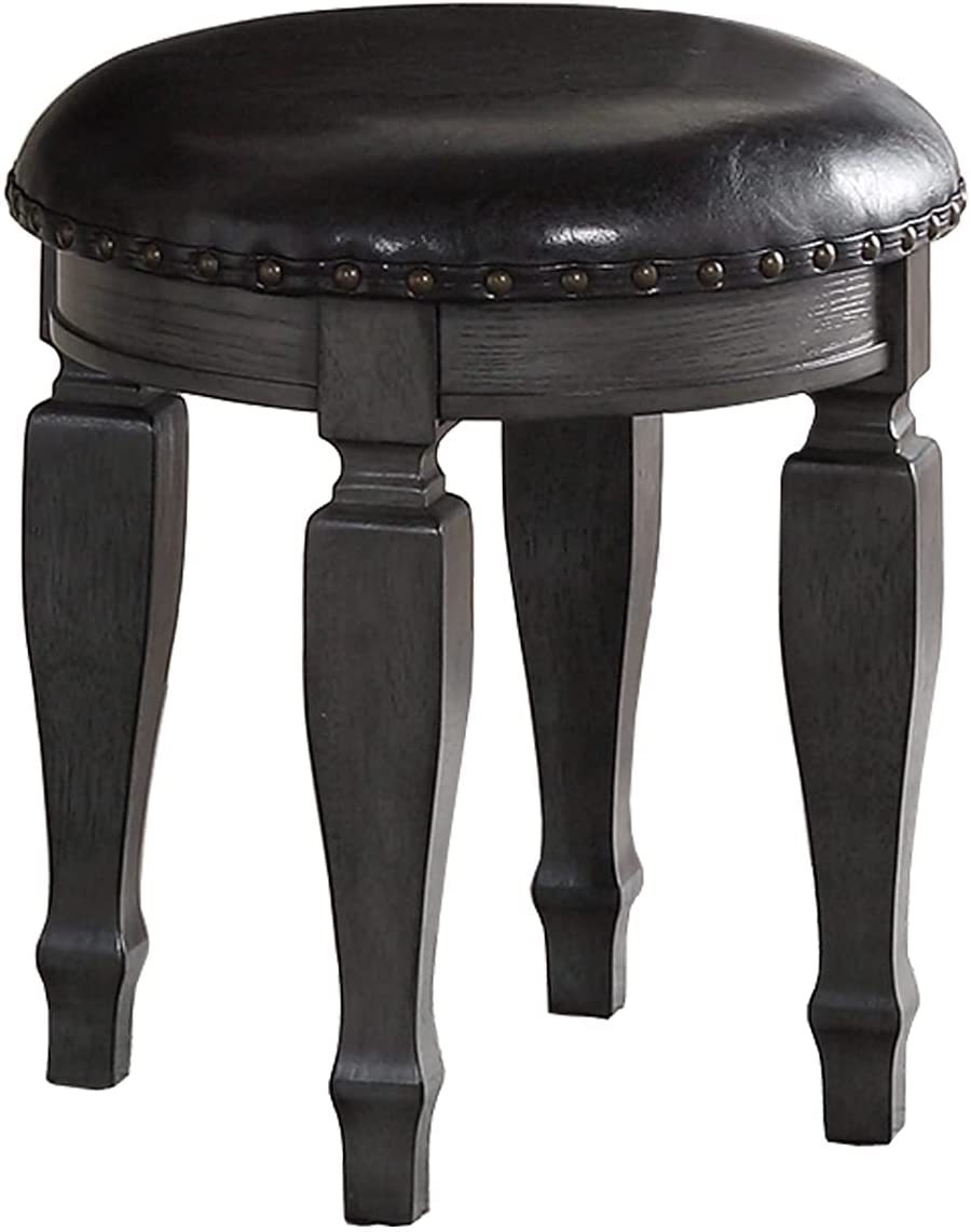 Bedroom Classic Vanity Set Wooden Carved Mirror Stool Drawers Antique Grey Finish - 1st Choice Furniture Direct