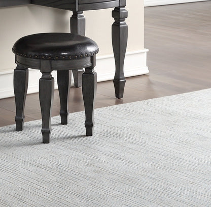 Bedroom Classic Vanity Set Wooden Carved Mirror Stool Drawers Antique Grey Finish - 1st Choice Furniture Direct