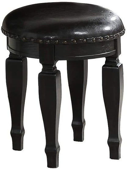 Bedroom Classic Vanity Set Wooden Carved Mirror Stool Drawers Black Color - 1st Choice Furniture Direct