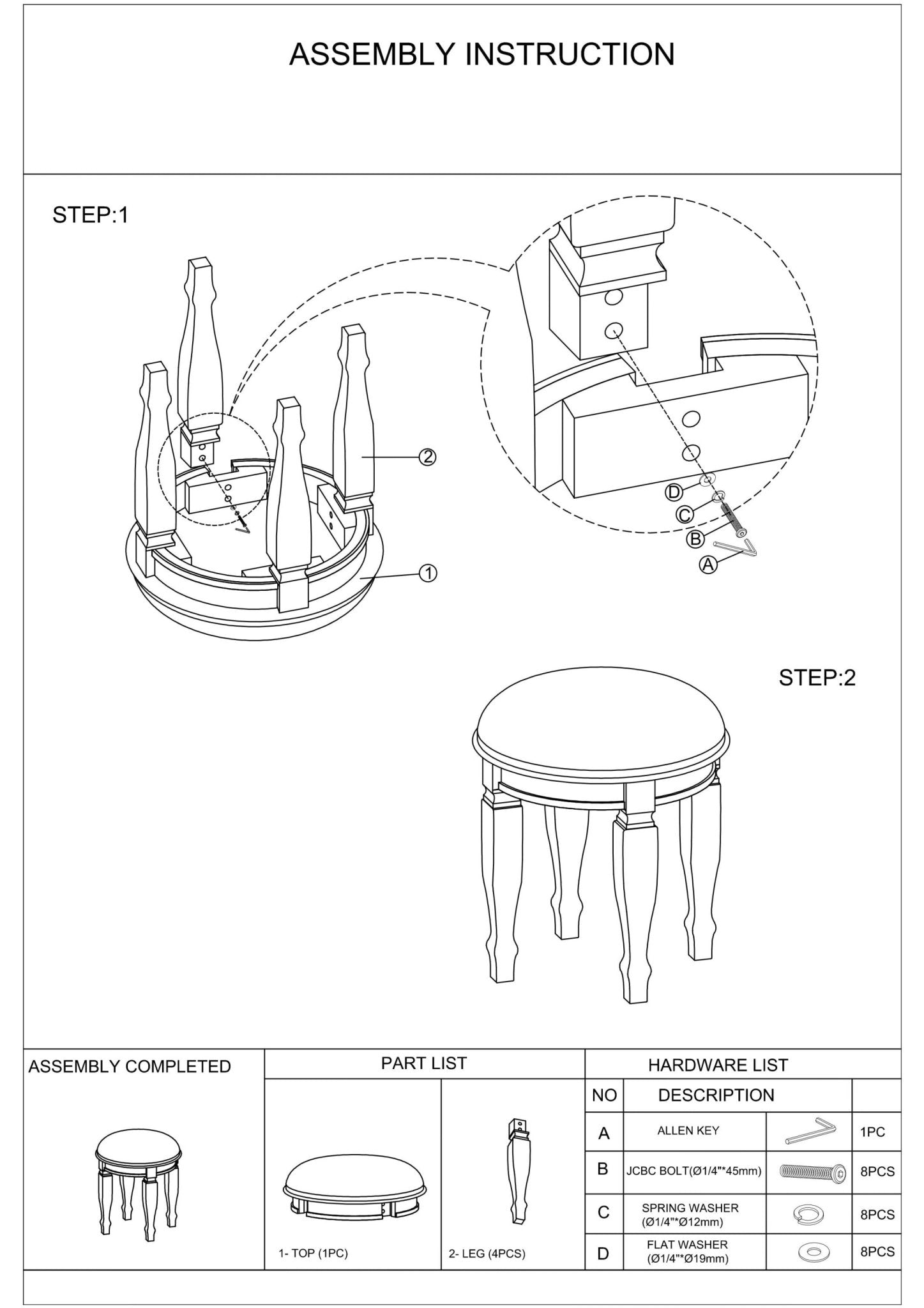 Bedroom Classic Vanity Set Wooden Carved Mirror Stool Drawers Black Color - 1st Choice Furniture Direct