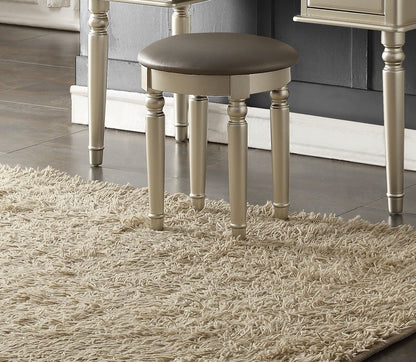 Bedroom Contemporary Vanity Set w Foldable Mirror Stool Drawers Silver Color - 1st Choice Furniture Direct