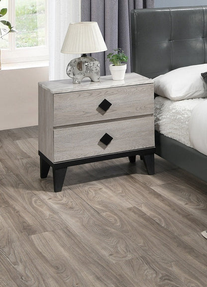 Bedroom Furniture Contemporary Look Cream Color Nightstand Drawers Bed Side Table plywood - 1st Choice Furniture Direct