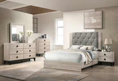 Bedroom Furniture Contemporary Look Cream Color Nightstand Drawers Bed Side Table plywood - 1st Choice Furniture Direct