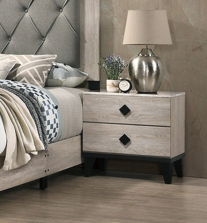 Bedroom Furniture Contemporary Look Cream Color Nightstand Drawers Bed Side Table plywood - 1st Choice Furniture Direct