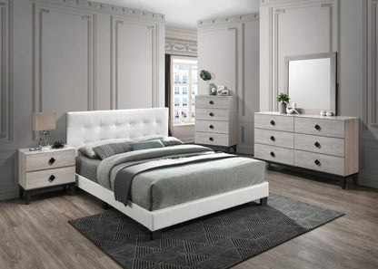 Bedroom Furniture Contemporary Look Cream Color Nightstand Drawers Bed Side Table plywood - 1st Choice Furniture Direct
