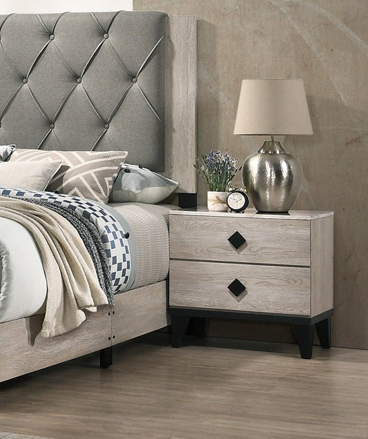Bedroom Furniture Contemporary Look Cream Color Nightstand Drawers Bed Side Table plywood - 1st Choice Furniture Direct