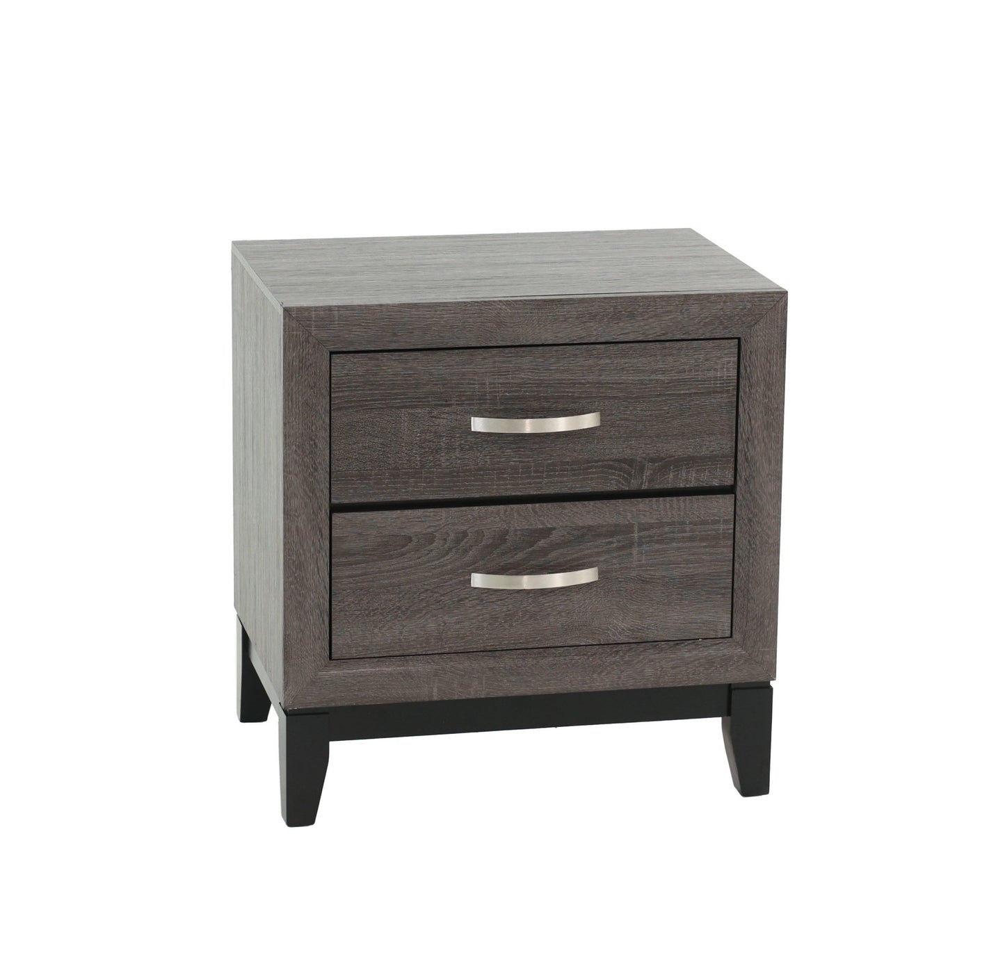 Bedroom Furniture Rustic Grey Oak Simple 1pc Nightstand 2 - Drawers Bed Side Table Solidwood - 1st Choice Furniture Direct