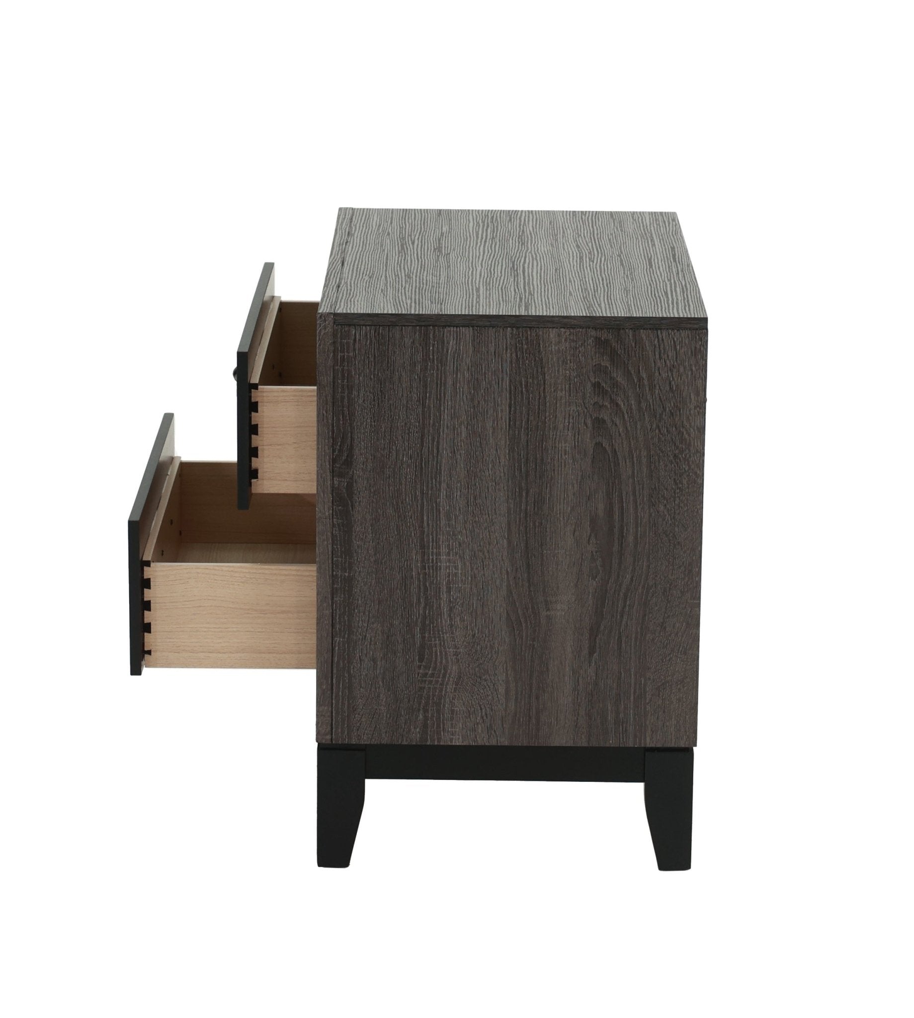 Bedroom Furniture Rustic Grey Oak Simple 1pc Nightstand 2 - Drawers Bed Side Table Solidwood - 1st Choice Furniture Direct