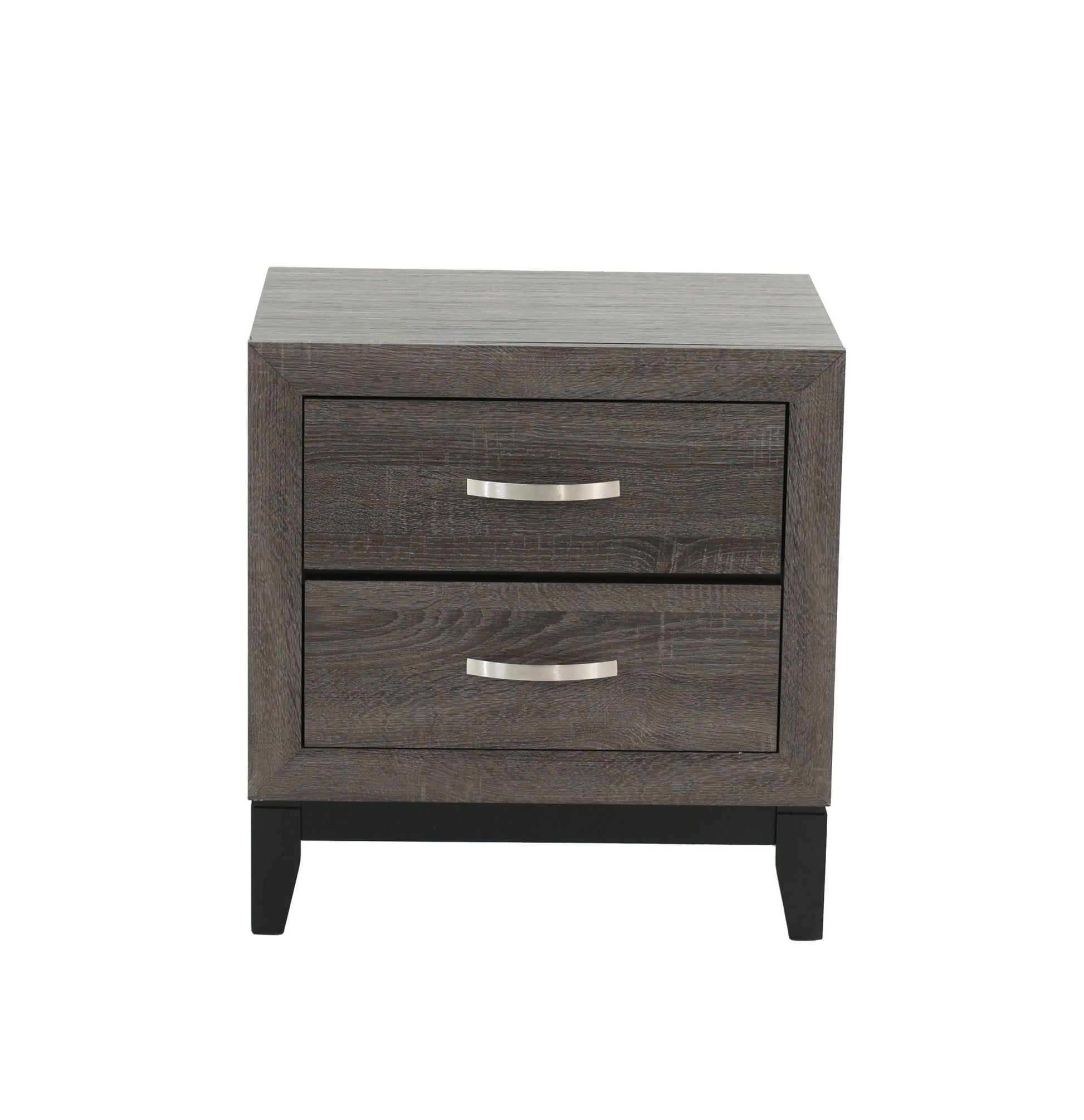 Bedroom Furniture Rustic Grey Oak Simple 1pc Nightstand 2 - Drawers Bed Side Table Solidwood - 1st Choice Furniture Direct
