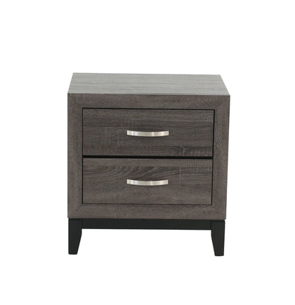 Bedroom Furniture Rustic Grey Oak Simple 1pc Nightstand 2 - Drawers Bed Side Table Solidwood - 1st Choice Furniture Direct