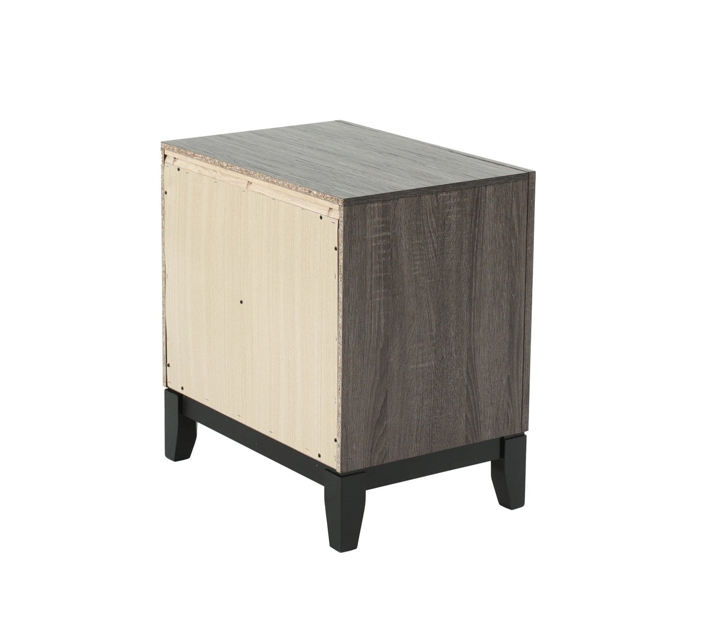 Bedroom Furniture Rustic Grey Oak Simple 1pc Nightstand 2 - Drawers Bed Side Table Solidwood - 1st Choice Furniture Direct