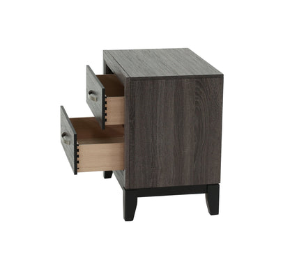 Bedroom Furniture Rustic Grey Oak Simple 1pc Nightstand 2 - Drawers Bed Side Table Solidwood - 1st Choice Furniture Direct