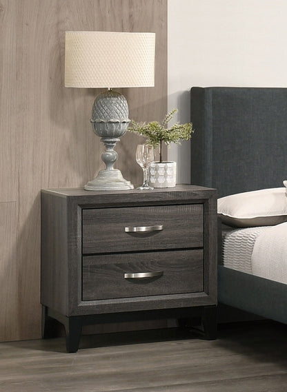 Bedroom Furniture Rustic Grey Oak Simple 1pc Nightstand 2 - Drawers Bed Side Table Solidwood - 1st Choice Furniture Direct