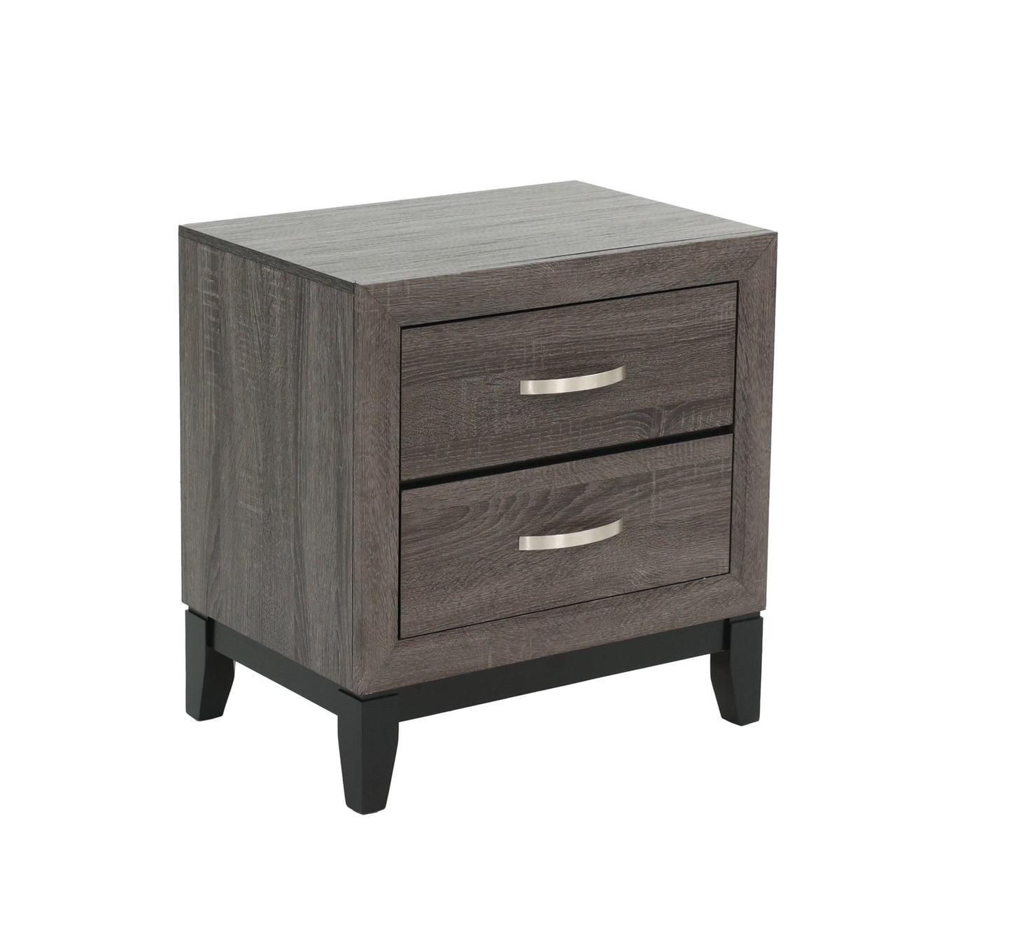 Bedroom Furniture Rustic Grey Oak Simple 1pc Nightstand 2 - Drawers Bed Side Table Solidwood - 1st Choice Furniture Direct