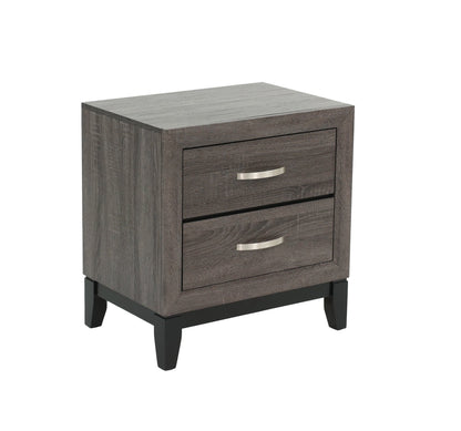 Bedroom Furniture Rustic Grey Oak Simple 1pc Nightstand 2 - Drawers Bed Side Table Solidwood - 1st Choice Furniture Direct