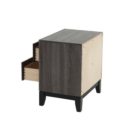 Bedroom Furniture Rustic Grey Oak Simple 1pc Nightstand 2 - Drawers Bed Side Table Solidwood - 1st Choice Furniture Direct