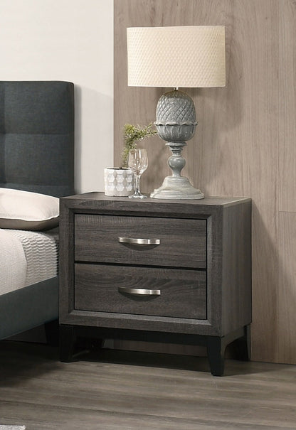Bedroom Furniture Rustic Grey Oak Simple 1pc Nightstand 2 - Drawers Bed Side Table Solidwood - 1st Choice Furniture Direct