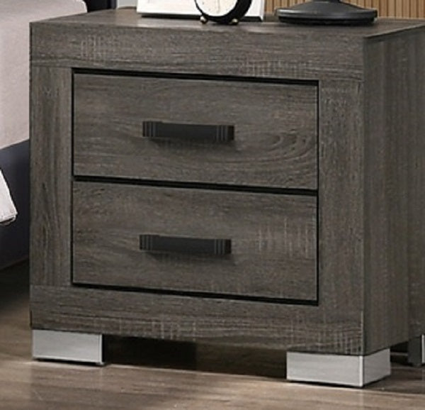 Bedroom Furniture Traditional Look Unique Wooden Nightstand Drawers Bed Side Table Grey - 1st Choice Furniture Direct