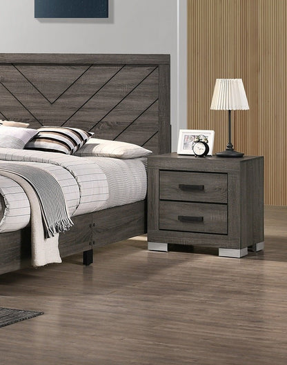 Bedroom Furniture Traditional Look Unique Wooden Nightstand Drawers Bed Side Table Grey - 1st Choice Furniture Direct