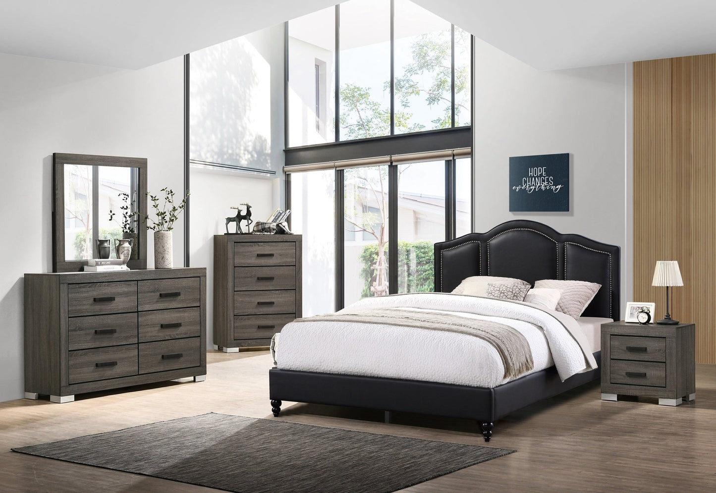 Bedroom Furniture Traditional Look Unique Wooden Nightstand Drawers Bed Side Table Grey - 1st Choice Furniture Direct