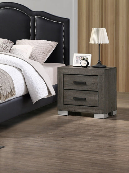 Bedroom Furniture Traditional Look Unique Wooden Nightstand Drawers Bed Side Table Grey - 1st Choice Furniture Direct