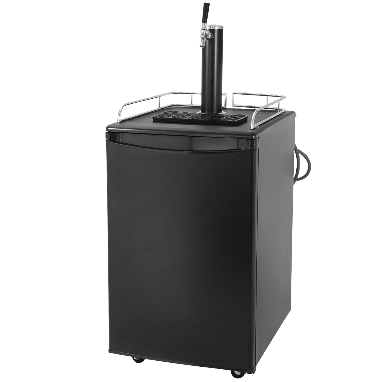 Beer Kegerator, Single Tap Draft Beer Dispenser, Full Size Keg Refrigerator With Shelves, CO2 Cylinder, Drip Tray & Rail, 32°F- 50°F Temperature Control, Holds 1/6, 1/4, 1/2 Barrels, Black - 1st Choice Furniture Direct
