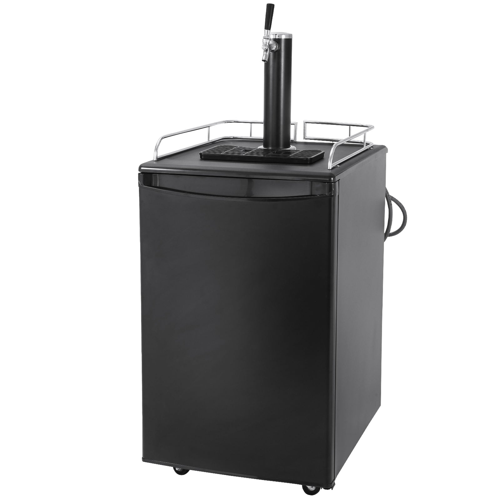 Beer Kegerator, Single Tap Draft Beer Dispenser, Full Size Keg Refrigerator With Shelves, CO2 Cylinder, Drip Tray & Rail, 32°F- 50°F Temperature Control, Holds 1/6, 1/4, 1/2 Barrels, Black - 1st Choice Furniture Direct