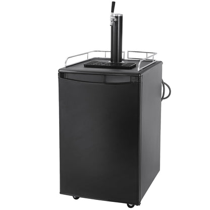 Beer Kegerator, Single Tap Draft Beer Dispenser, Full Size Keg Refrigerator With Shelves, CO2 Cylinder, Drip Tray & Rail, 32°F- 50°F Temperature Control, Holds 1/6, 1/4, 1/2 Barrels, Black - 1st Choice Furniture Direct