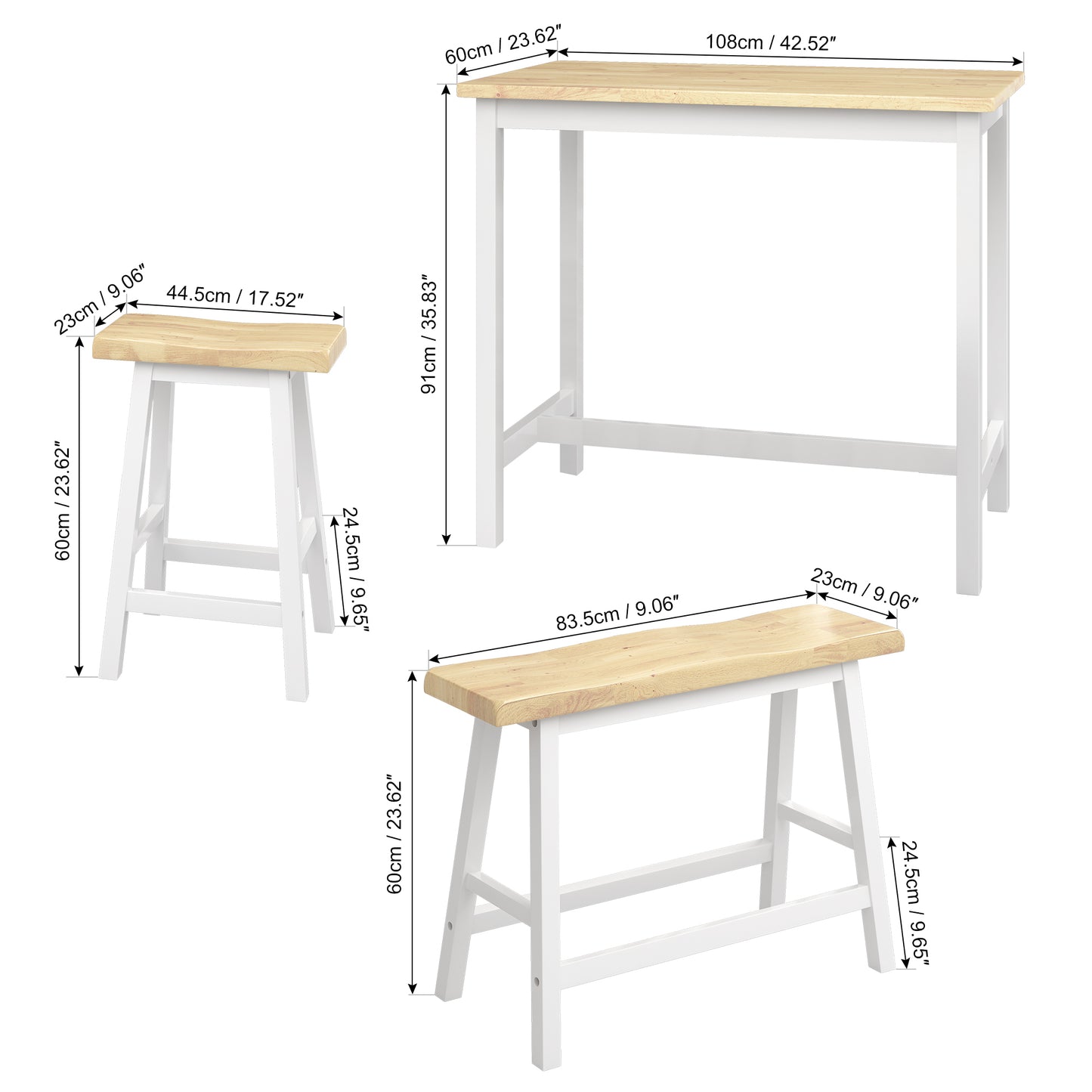 1st Choice Bar Kitchen Counter Height Table Dining Table - Set of 4