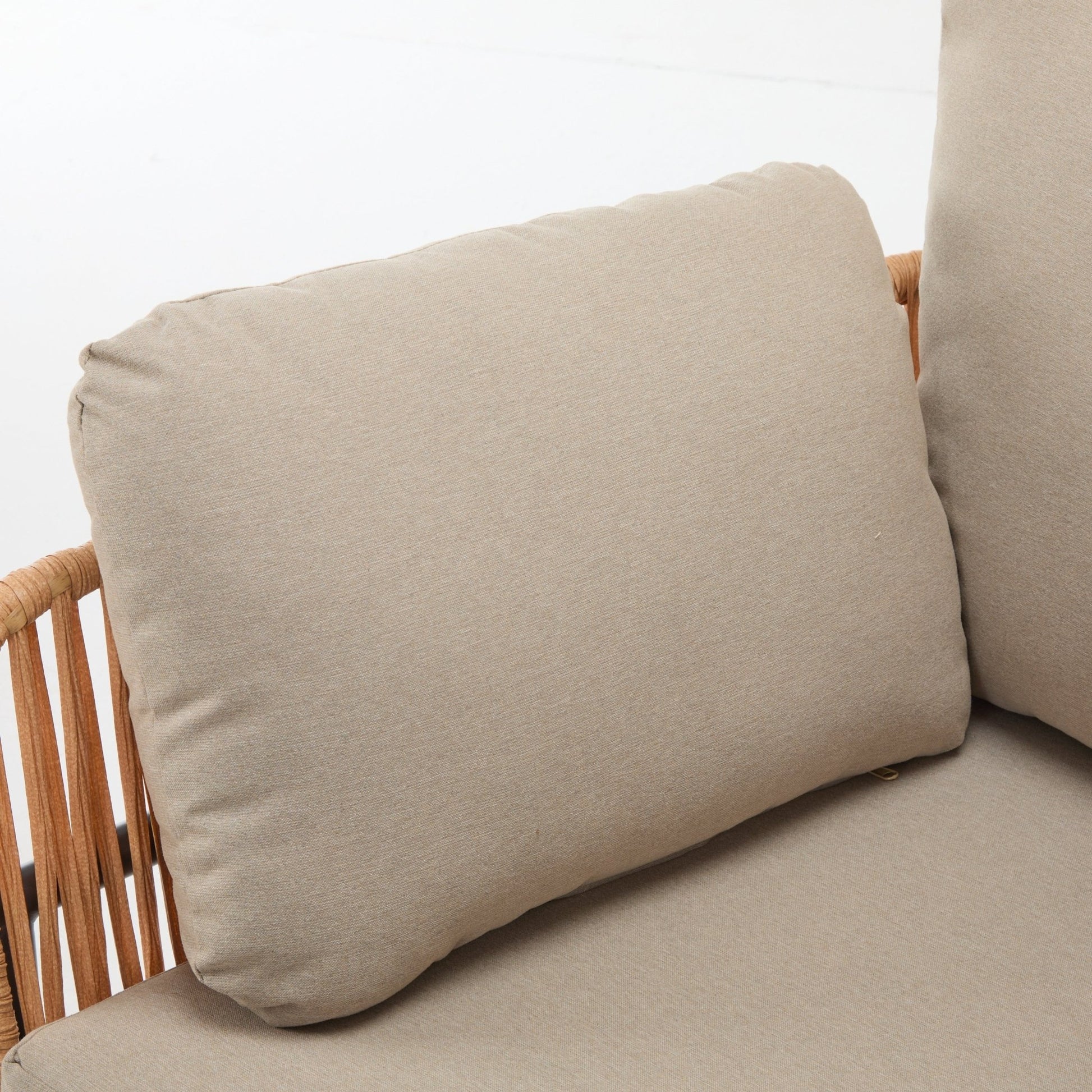 Beige and Light Wood - Tone Rope Iron Lounge Chair with Cushions for Natural and Modern Spaces - 1st Choice Furniture Direct