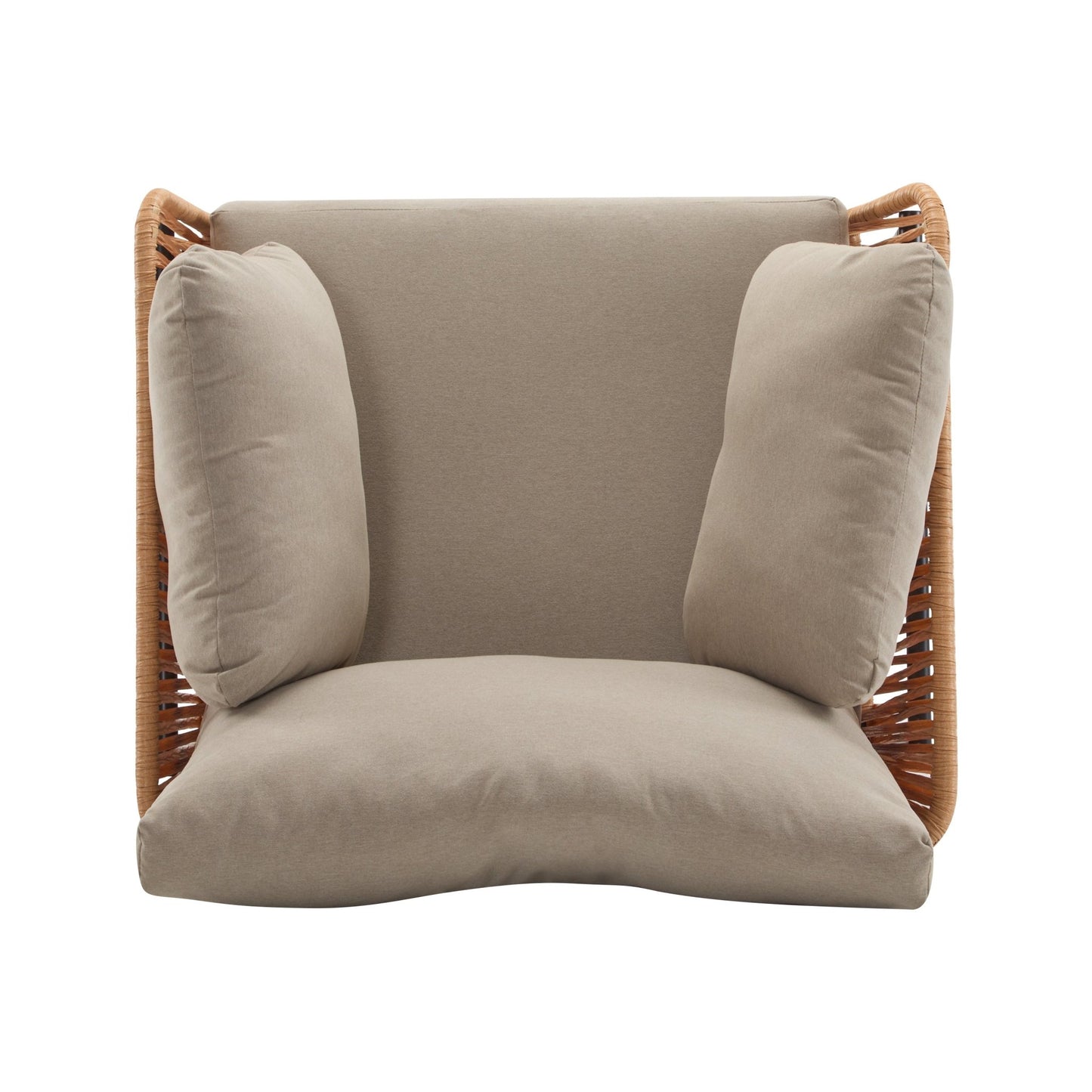 Beige and Light Wood - Tone Rope Iron Lounge Chair with Cushions for Natural and Modern Spaces - 1st Choice Furniture Direct