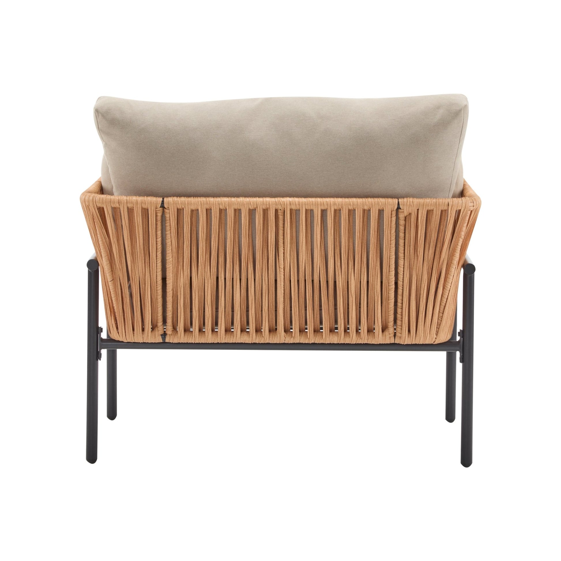 Beige and Light Wood - Tone Rope Iron Lounge Chair with Cushions for Natural and Modern Spaces - 1st Choice Furniture Direct