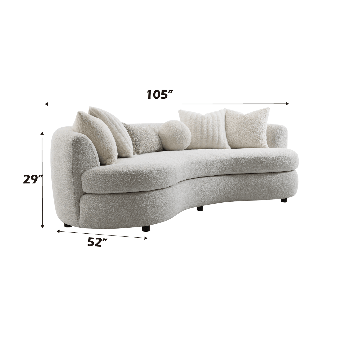 Beige Bouclé 3-Seater Sofa with Accent Pillows - 1st Choice Furniture Direct