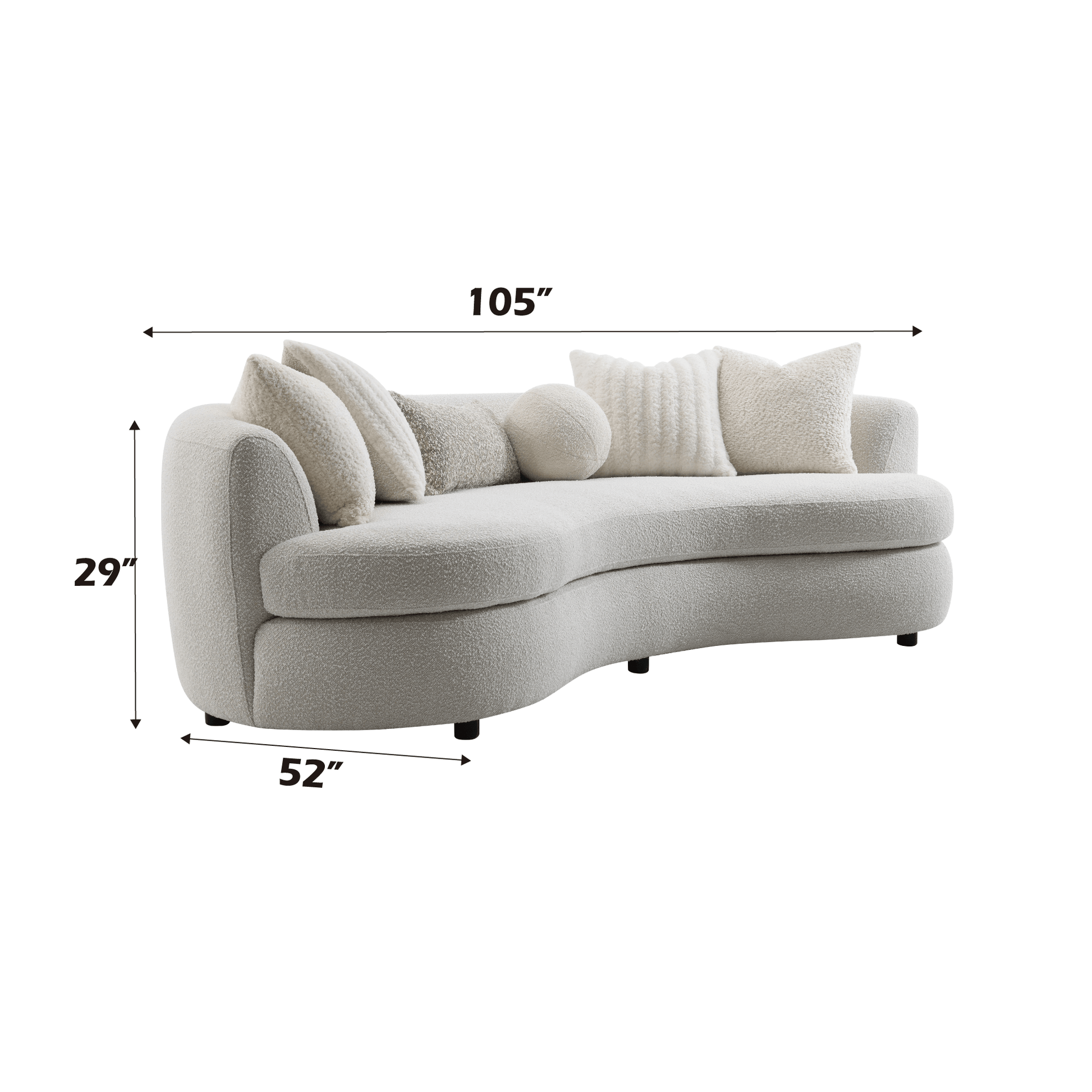 Beige Bouclé 3-Seater Sofa with Accent Pillows - 1st Choice Furniture Direct