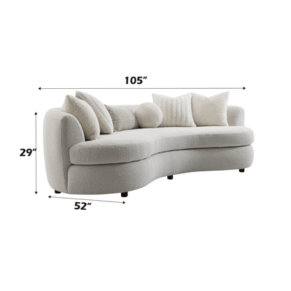 Beige Bouclé 3-Seater Sofa with Accent Pillows - 1st Choice Furniture Direct